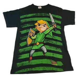 The Legend of Zelda T Shirt Men's Small Black Graphic Print Wind Waker 2008